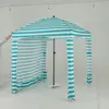 Image de Abri de Plage Pliable 35m² COSTWAY-3 Hauteur Réglable-Paroi Latérale Amovible-8 Sacs de Sable-Tissu Polyester Etanche-Vert + Blanc
