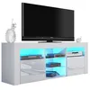 Image de Meuble TV JIVE BLANC A LED 145 cm avec 2 portes laquées
