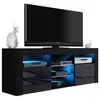 Image de Meuble TV JIVE NOIR A LED 145 cm avec 2 portes laquées