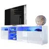 Image de MEUBLE TV MASSIMO 200 cm Blanc Mat et portes Blanc Laquées LED RGB