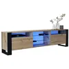 Image de MEUBLE TV 200 CM LOVY LED CHENE MAT ET PORTE CHENE - STYLE INDUSTRIEL