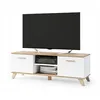 Image de BERGEN Meuble TV scandinave 150 cm sur pieds Bois et Blanc