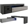 Image de MEUBLE TV FLEX 148 - 280 cm LED NOIR MAT GRIS LAQUE MODULABLE / EXTENSIBLE / ANGLE