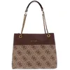 Image de GUESS Sac à épaule marron beige pour femme - Elite Society Carryall Latte Logo / Brown 206356