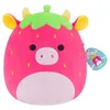 Image de Peluche - SQUISHMALLOWS - Cleary - vache thème fraise - 30 cm - rose veloutée