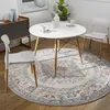 Image de LIVABLISS Tapis Rond de Salon à Poils Courts Doux Vintage Oriental JADE Ø 160cm Multicolore/Gris