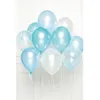 Image de Bouquet de 10 ballons en latex bleu 27 cm avec confettis