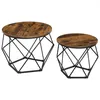 Image de VASAGLE Table Basse Ronde Lot de 2 Table d’Appoint Style Industriel Plateau Amovible Cadre en Acier pour Salon Marron et Noir