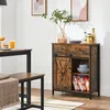 Image de Buffet de Cuisine VASAGLE - Porte coulissante Imitation Grange - Marron Rustique et Noir