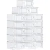 Image de Boîtes à chaussures pliables SONGMICS - Lot de 18 - Transparent et blanc - Pour pointure jusquà 46