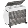 Image de Panier à Linge - SONGMICS - 140L - Imitation Rotin - 3 Compartiments - Gris LCB363G01