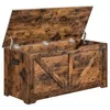 Image de VASAGLE Coffre de Rangement Banc Chaussures avec 2 Charnières de Sécurité Imitation Grange 40 x 100 x 46 cm Marron