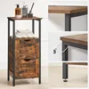 Image de Meuble Salle de Bain - VASAGLE - Rangement 2 Tiroirs - 37 x 30 x 80 cm - Marron Rustique et Noir