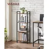 Image de VASAGLE Étagère 4 Niveaux Bibliothèque 40 x 24 x 107 cm Style Industriel Marron Rustique LLS099B01