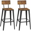 Image de Tabouret Bar Industriel Lot de 2 Marron Rustique et Noir dEncre
