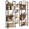 Image de VASAGLE Bibliothèque Étagère de Rangement avec 14 Étagères Cadre en Métal Salon 24 x 158 x 166 cm Marron Rustique et Noir