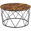 Image de Table Basse Ronde - VASAGLE - Style Industriel - Marron Rustique et Noir - 80 cm de diamètre