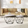 Image de Lot de 2 Tables Basses Rondes VASAGLE Style Moderne Plateau Amovible Cadre en Acier Blanc et Noir