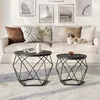 Image de Table Basse Ronde - VASAGLE - Lot de 2 - Style Moderne - Plateau Amovible - Cadre en Acier - Noir
