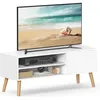 Image de Meuble TV - VASAGLE - Blanc - Rangement Consoles de Jeux - Style Rustique - Longueur 120 cm
