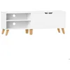 Image de Meuble TV 2 Portes - VASAGLE - Support Télé avec Étagères Réglables - Blanc