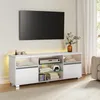 Image de Meuble TV - VASAGLE - Moderne pour Téléviseurs jusquà 70 Pouces - Étagères en Verre - Blanc