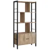 Image de VASAGLE Étagère Bibliothèque à 4 Niveaux Meuble de Rangement Placad avec Portes Grand Cadre en Acier Marron Camel et Noir