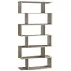 Image de Bibliothèque Étagère à 6 Niveaux Meuble de rangement Cloison Séparateur pour Salon Chambre Bureau Grège
