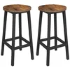 Image de VASAGLE Tabourets de Bar Lot de 2 Chaises Siège Haut Cadre Métallique Hauteur 65 cm Repose-pieds Marron Rustique et Noir