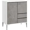 Image de Buffet 2 Compartiments avec Porte et Étagère Réglable en Hauteur 2 Tiroirs Moderne 40 x 70 x 85 cm Gris Béton