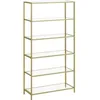 Image de Bibliothèque - VASAGLE - 6 Niveaux - Verre Trempé - Doré Métallique