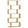 Image de Bibliothèque Étagère à 6 Niveaux Meuble de rangement Cloison Séparateur pour Salon Chambre Bureau Couleur Chêne Naturel