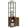 Image de Bibliothèque Verticale à 6 Niveaux avec Porte Structure en Métal Étagères Réglables 24 x 40 x 1595 cm Marron et Noir