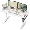 Image de Bureau Électrique Assis-Debout 70 x 160 x (72-120) cm 4 Hauteurs Mémorisables Pochette de Rangement Blanc Nuage