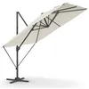 Image de Parasol de Jardin Déporté 270 x 270 cm UPF 50+ Pivotant à 360° Inclinaison avec Manivelle Base en Croix Blanc Crème
