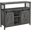 Image de Buffet VASAGLE avec 2 Portes Coulissantes - Style Industriel - Gris Anthracite et Noir