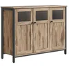 Image de Buffet -VASAGLE - Meuble de rangement - avec Placard 3 Portes Marron Camel et Noir dEncre