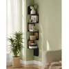 Image de Étagère Murale Flottante à 5 Niveaux Côtés en Rotin PVC Gain de Place pour Cuisine Chambre Salon Style Boho Noir Cendré