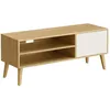 Image de Meuble TV pour Télévision jusquà 55 Pouces Longueur 120 cm Style Rustique Couleur Chêne Naturel et Blanc Crème
