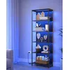 Image de Bibliothèque LED à 6 Niveaux Lumière Réglable Cadre en Acier 303 x 60 x 1786 cm pour Salon Chambre Bureau Noir Boisé