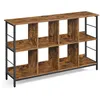 Image de Bibliothèque 2 Niveaux Style Industriel 8 Cubes pour Salon Bureau Entrée Cuisine 33 x 1326 x 80 cm Marron Rustique et Noir