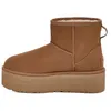 Image de Botte UGG CLASSIC MINI PLATFORM - Marron - Tige en daim - UGGplush  17 mm 80 % laine recyclée