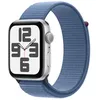 Image de Apple Watch SE (GPS) - 2e génération - 44 mm - aluminium argenté - Montre connectée avec bracelet sport - textile - bleu hiver - taille du poignet : 145-220 mm - 32 Go - Wi-Fi, Bluetooth - 32.9 g en occasion ou reconditionné