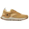 Image de Sneakers en cuir camel avec le logo embossé sur le côté et à lacets plats