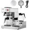 Image de Cafetière Filtre Commerciale Capacité 12 Tasses-VEVOR-avec 3 Carafes en Verre et 3 Plaques Chauffantes-pour Restaurant Bureau