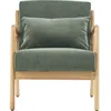 Image de Fauteuil en bois et velours côtelé vert - Lanna
