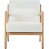 Image de Fauteuil en bois et tissu bouclette écru - Lanna