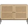 Image de Buffet 2 portes en cannage naturel et effet chêne 110 cm - Iris