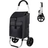 Image de Chariot de Courses pliable Sac Amovible et Résistant à la pluie Fabriqué en aluminium léger Charge maximale 45 kg - Noir