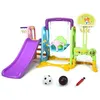 Image de COSTWAY Ensemble Toboggan Balançoire 6 en 1: Basket-ball Football Escalade Jeu Boucle - Exterieur Intérieure 3 - 8 Ans Violet
